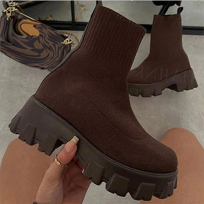 Casual Elastic Platform Ankle Boots