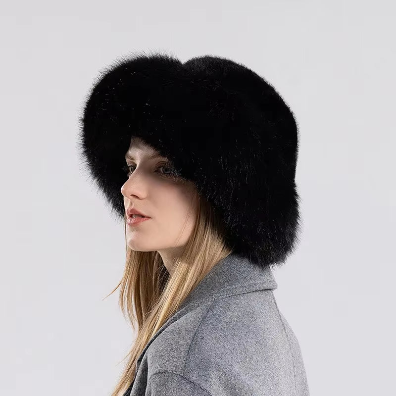 Winter Faux Rabbit Fur Bucket Ski Cap