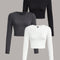 Casual Crew Neck Long Sleeve Cropped 3Piece T-Shirt Set