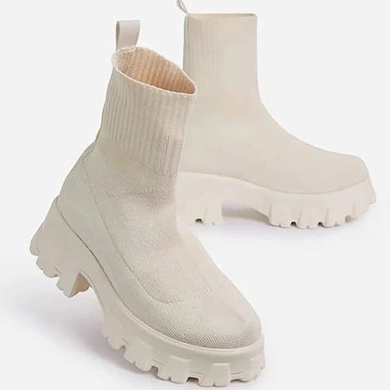 Casual Elastic Platform Ankle Boots