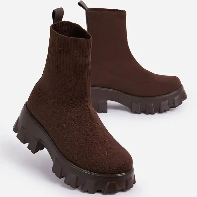 Casual Elastic Platform Ankle Boots