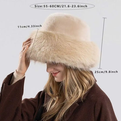 Winter Faux Rabbit Fur Bucket Ski Cap