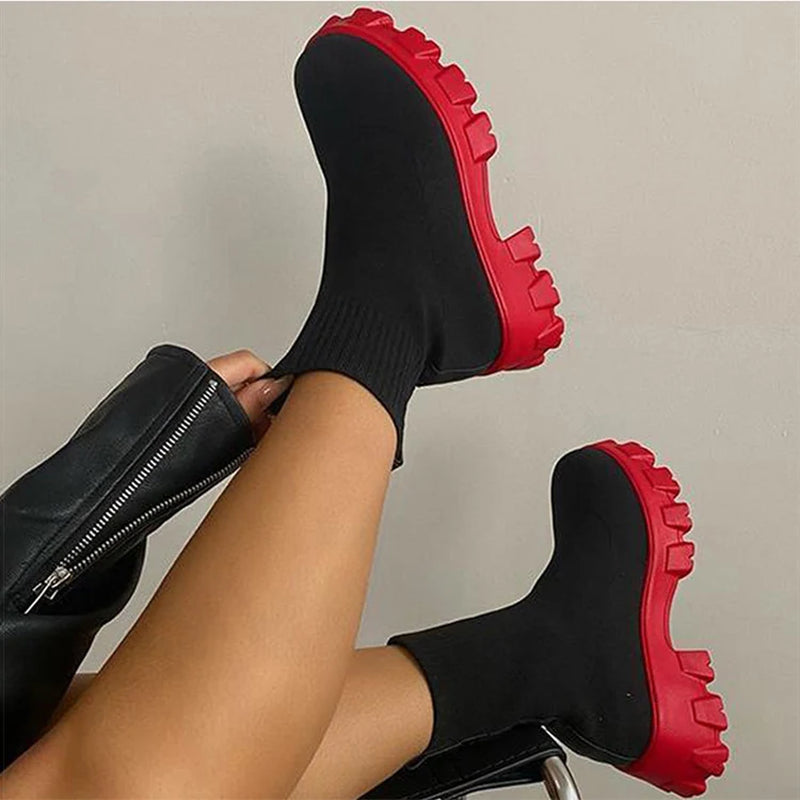 Casual Elastic Platform Ankle Boots